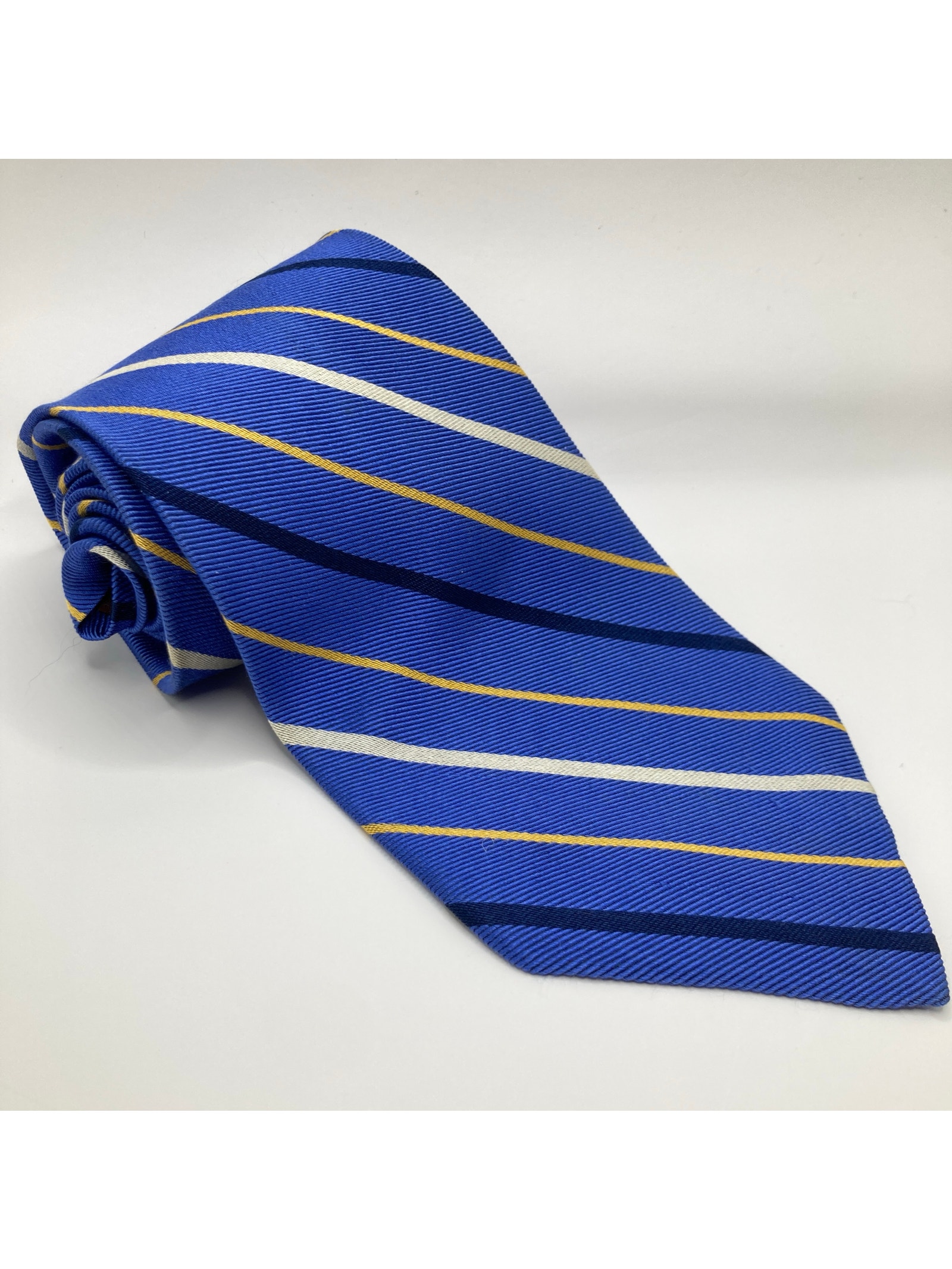 Lauren Ralph Lauren 100 Silk Blue Striped Repp Tie Regimental Preppy Gift